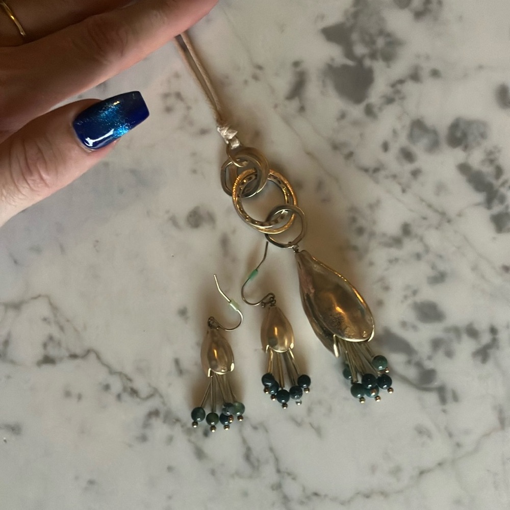 J. Jill Gold and Green Pendant Necklace